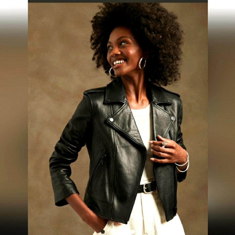 NWT Banana Republic 100%  Leather Biker Jacket